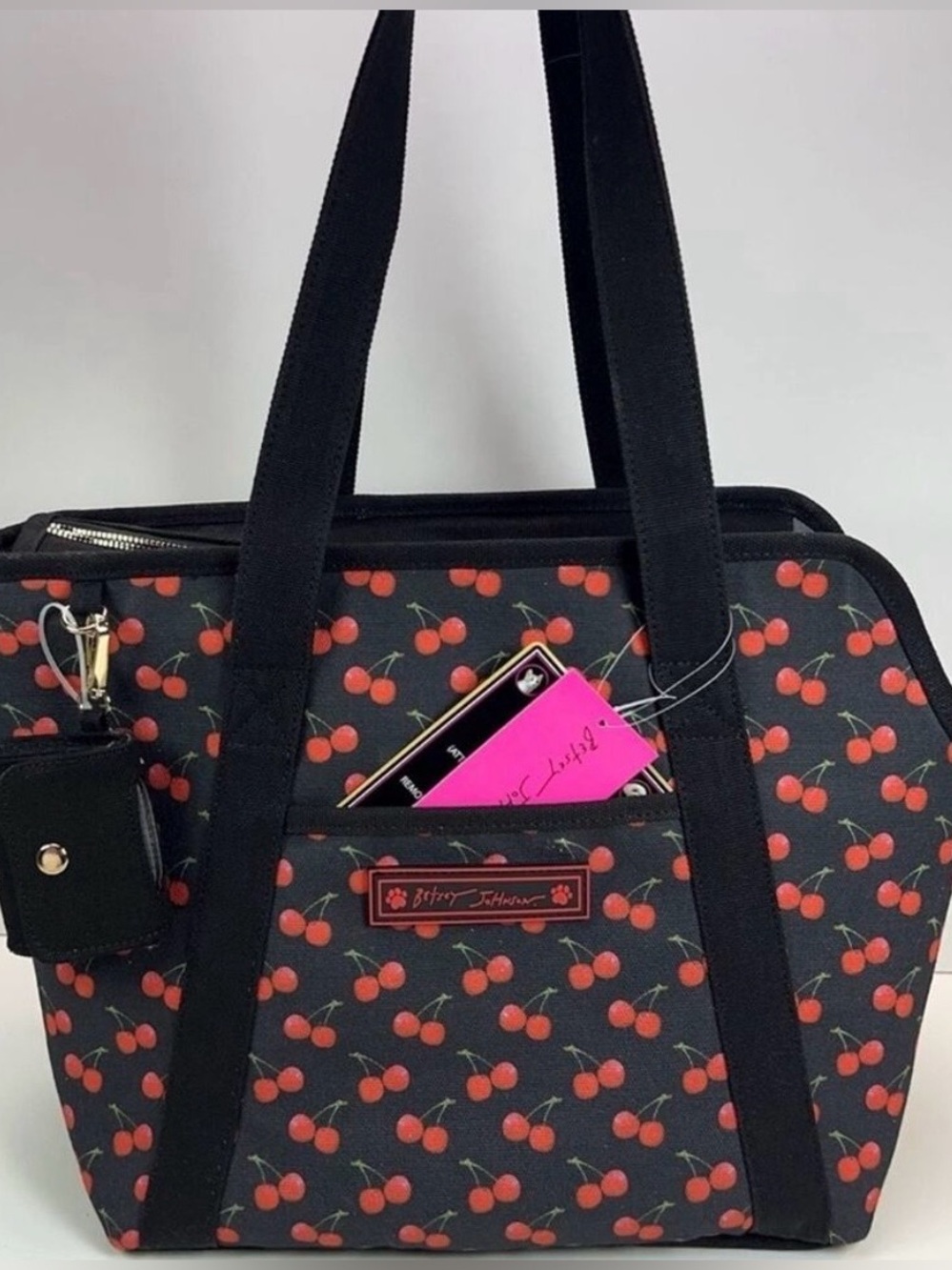 NWT Betsey Johnson TSA APPROVED PET CARRIER with Red Cherry Print